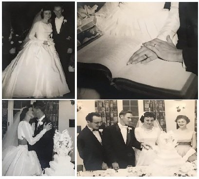 Jim and Judi Caudle's wedding collage, October 26, 1957